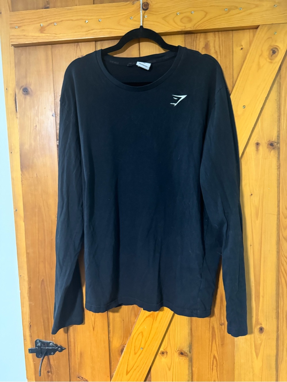 Gymshark Men’s Black Long Sleeve Crew with White Logo